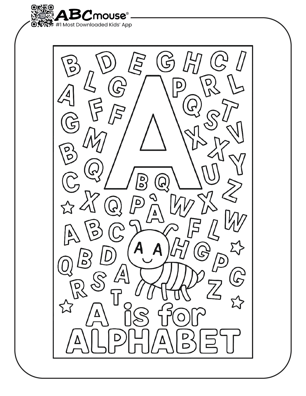 Letter A is for alphabet fun free coloring page for kids from ABCmouse.com. 