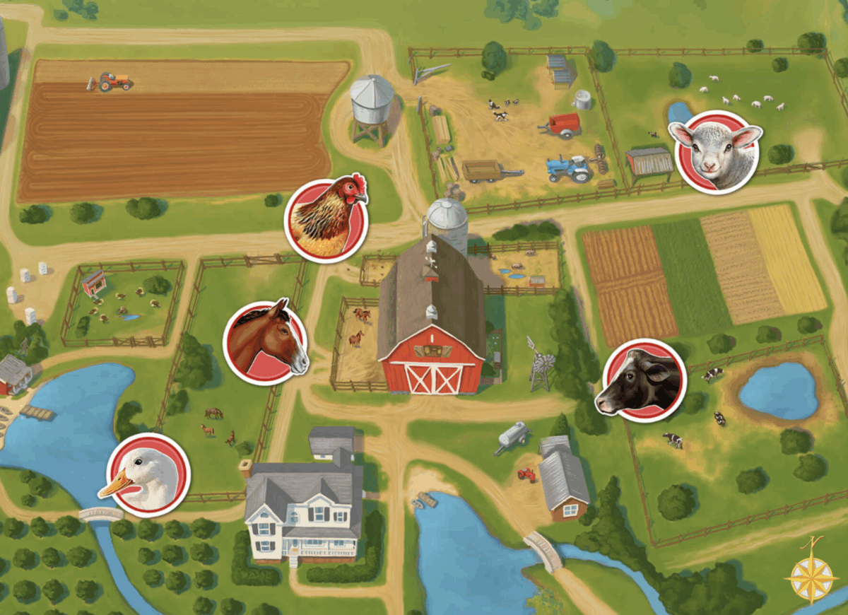A fun make believe farm in the ABCmouse app for preschoolers to use their tickets to buy animals and decorations. 