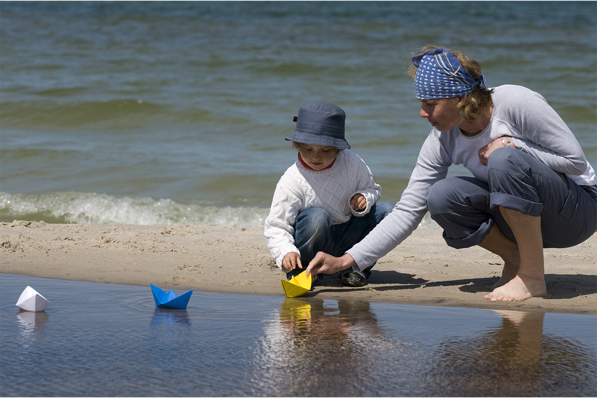 Toy boat race  for a fun summer activity. 