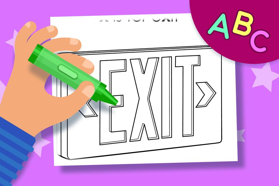 X is for Exit – Online Coloring Page