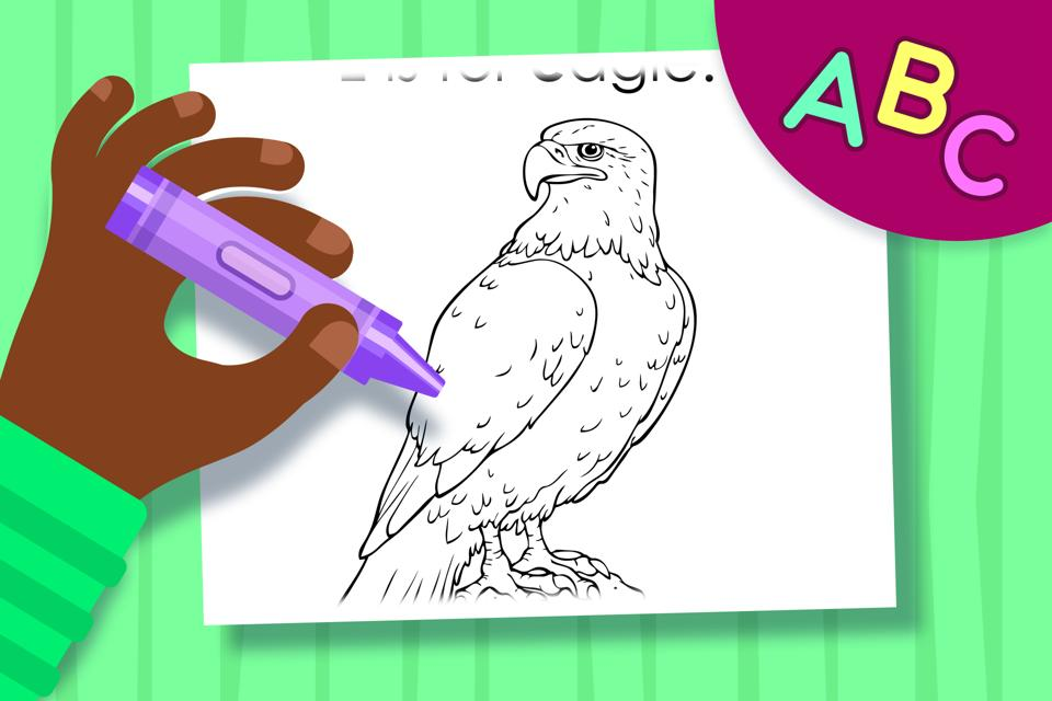 E is for Eagle – Online Coloring Page