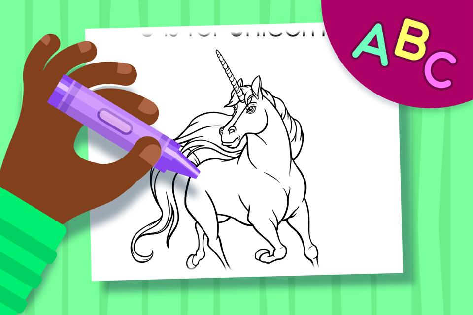 U is for Unicorn – Online Coloring Page
