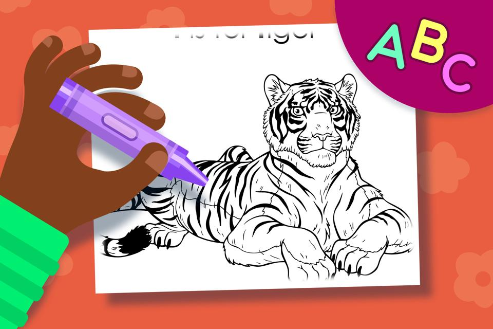 T is for Tiger – Online Coloring Page