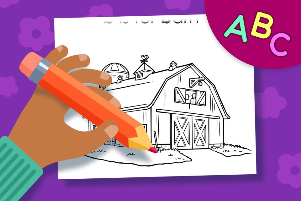 B is for Barn – Online Coloring Page