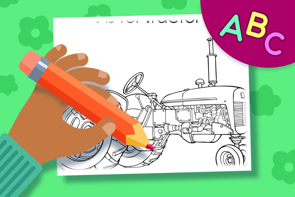 T is for Tractor – Online Coloring Page