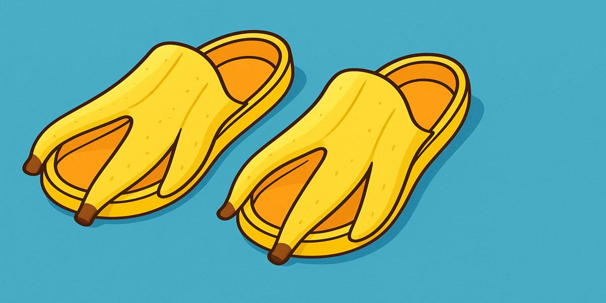 A silly image of bannanna slippers for a funny dad joke. 