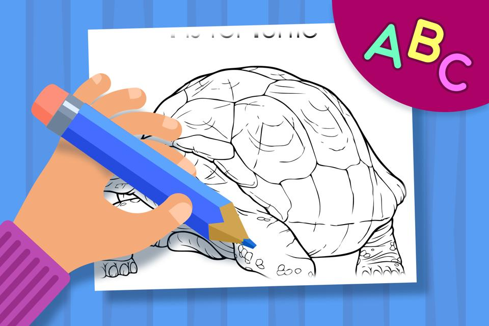 T is for Turtle – Online Coloring Page