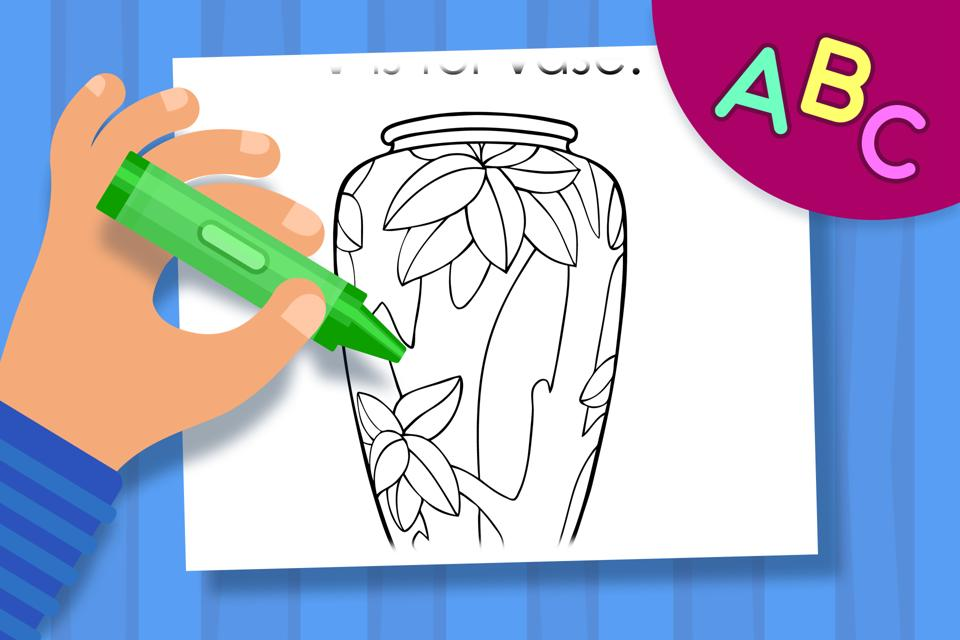 V is for Vase -Online Coloring Page