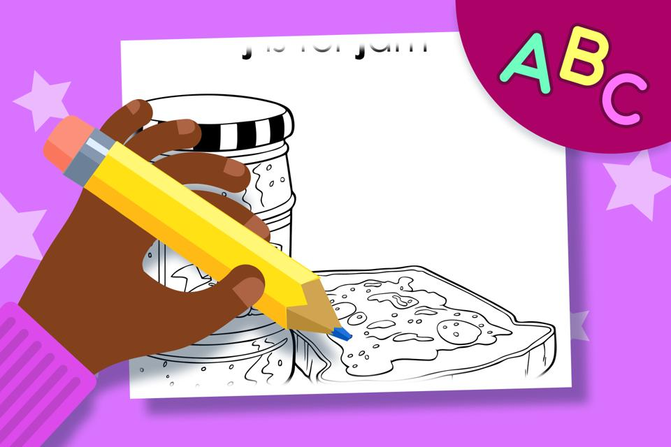J is for Jam – Online Coloring Page