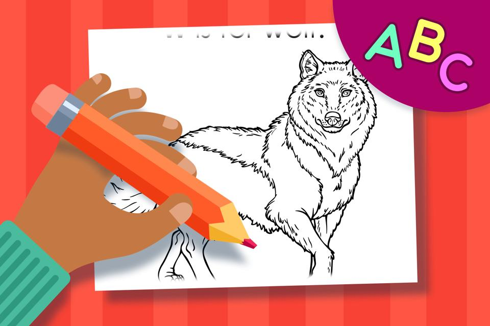 W is for Wolf – Online Coloring Page
