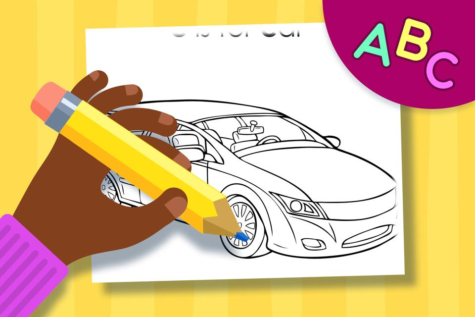 C is for cart online coloring page for kids from ABCmouse.com. 