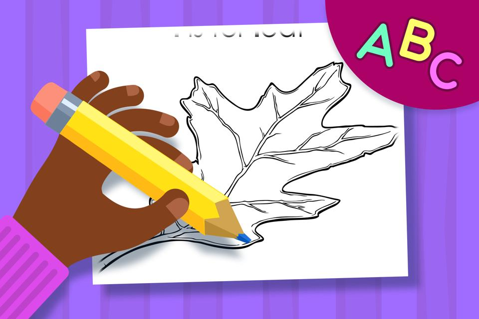 L if for Leaf – Online Coloring Page