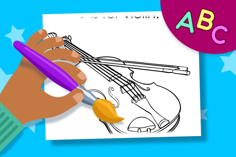 V is for Violin – Online Coloring Page