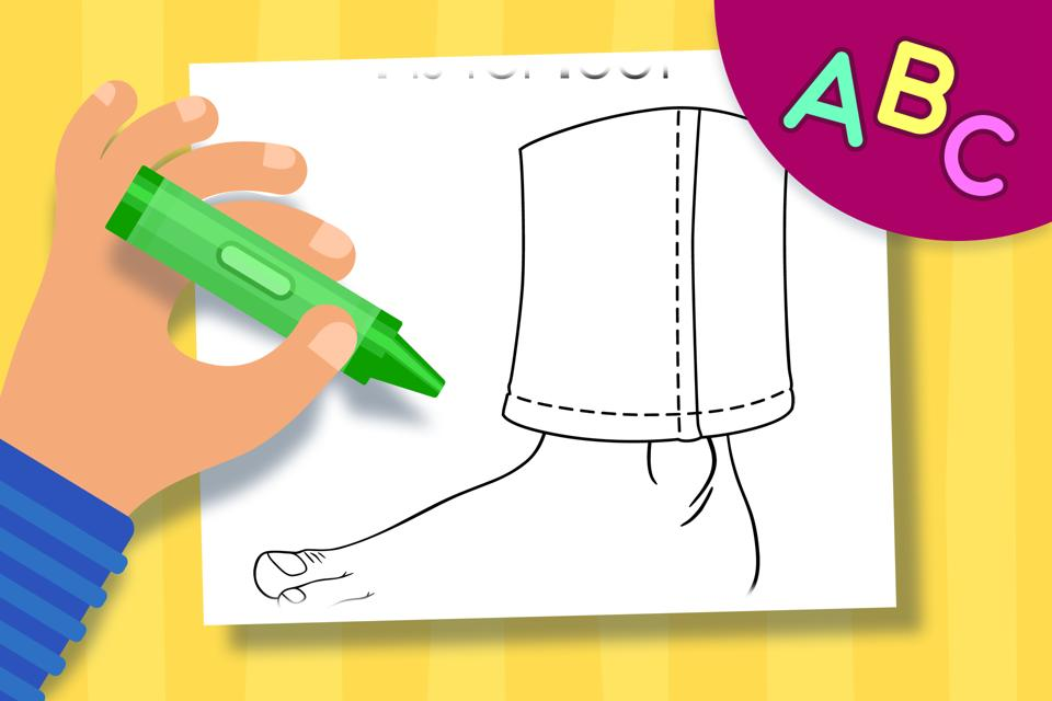 F is for Foot – Online Coloring Page