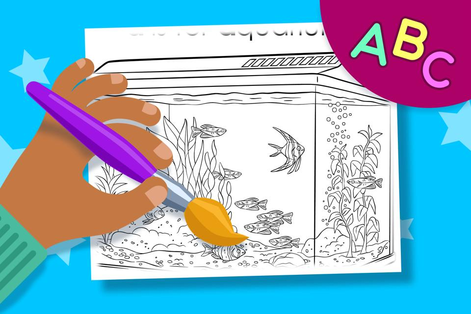 A is for Aquarium – Online Coloring Page