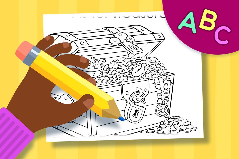 T is for Treasure – Online Coloring Page