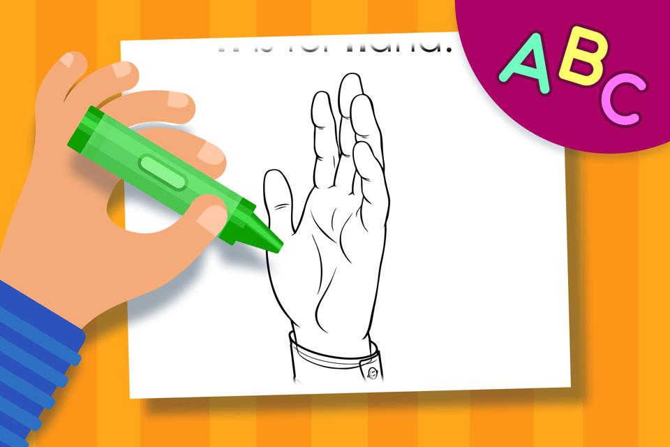 H is for Hand – Online Coloring Page