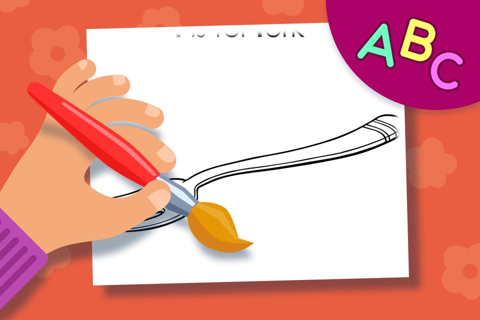 F is for Fork – Online Coloring Page