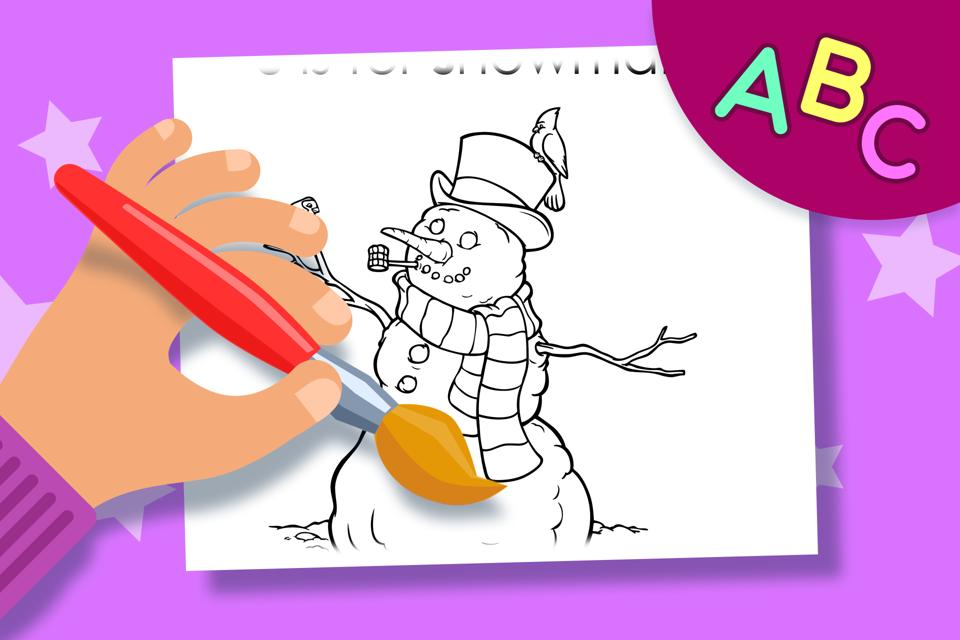 S is for Snowman – Online Coloring Page