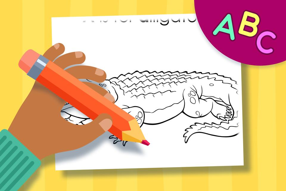 A is for alligator free online coloring page for kids from ABCmouse.com. 