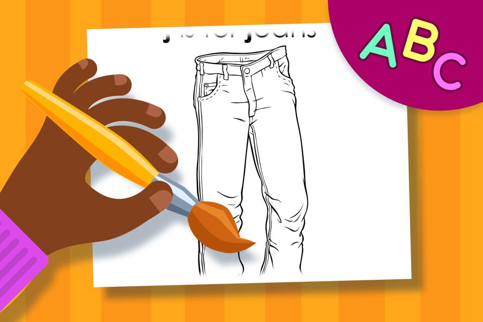 J is for Jeans – Online Coloring Page