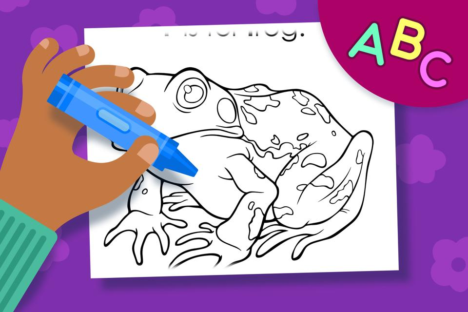 F is for Frog – Online Coloring Page