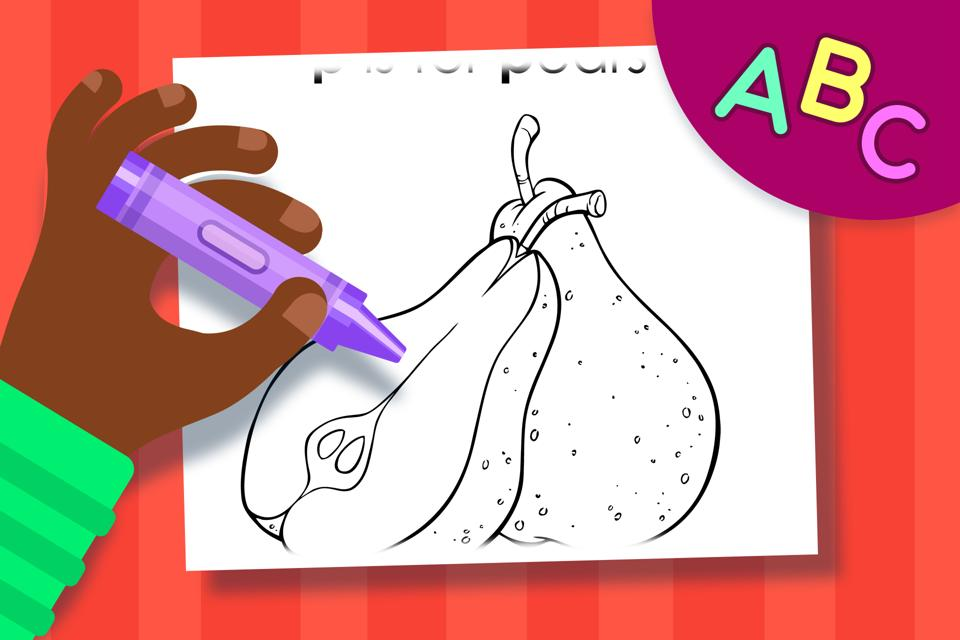 P is for Pears – Online Coloring Page