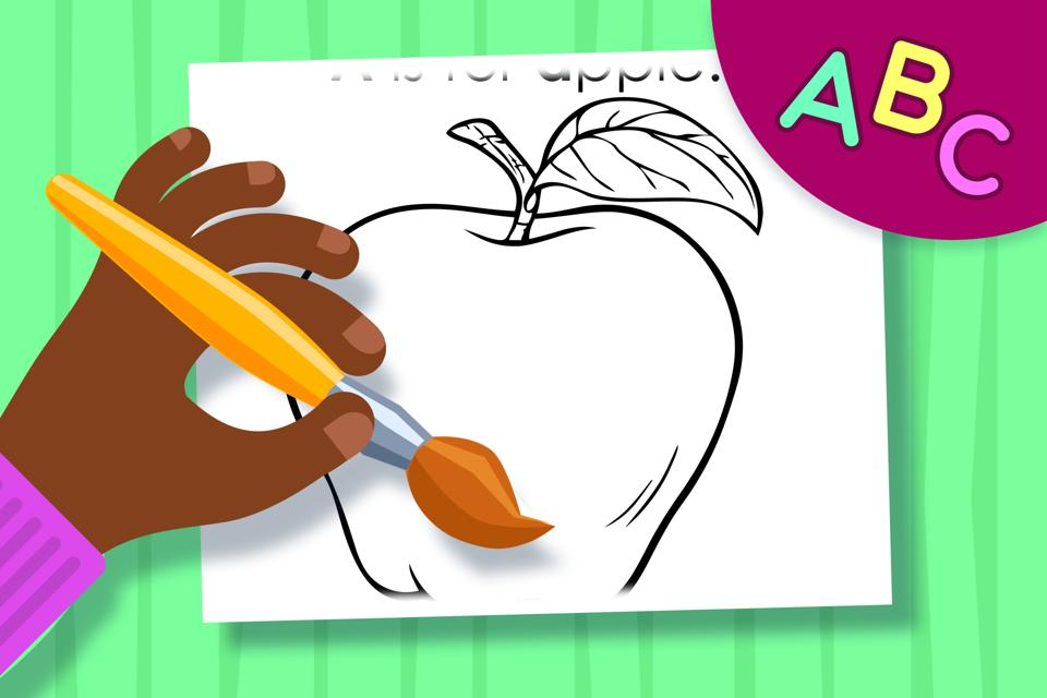 A is for Apple – Online Coloring Page