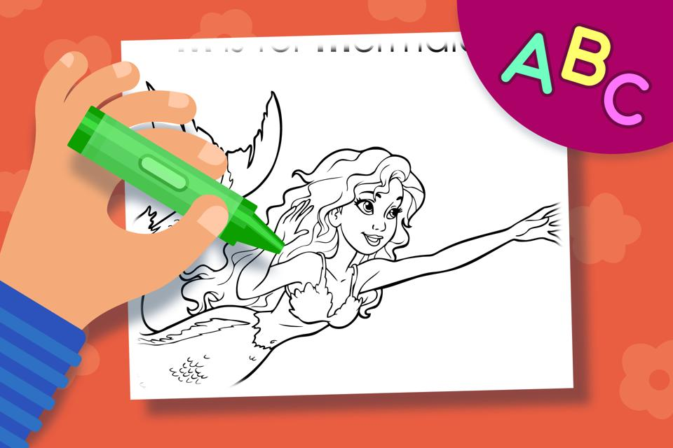 M is for Mermaid – Online Coloring Page
