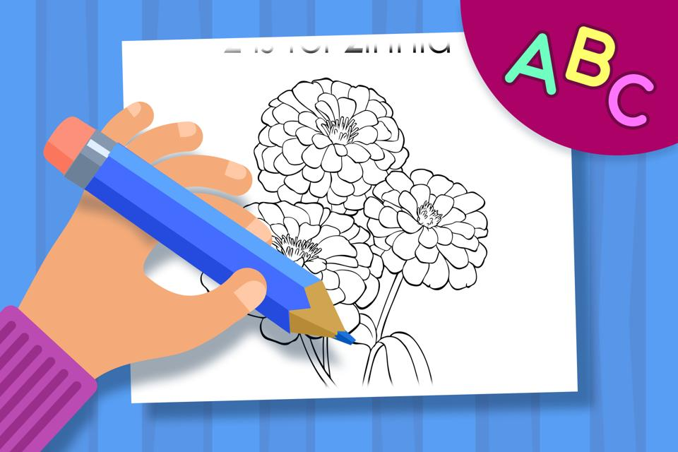 Z is for Zinnia – Online Coloring Page