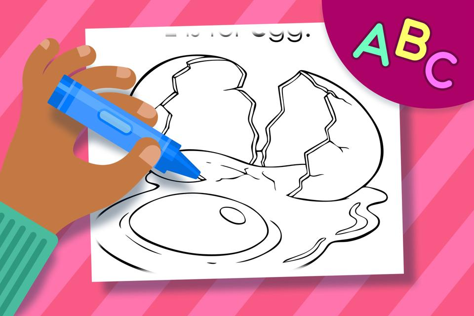 E is for Egg – Online Coloring Page