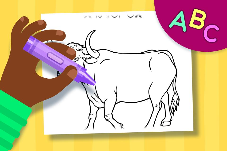 X is for Ox – Online Coloring Page
