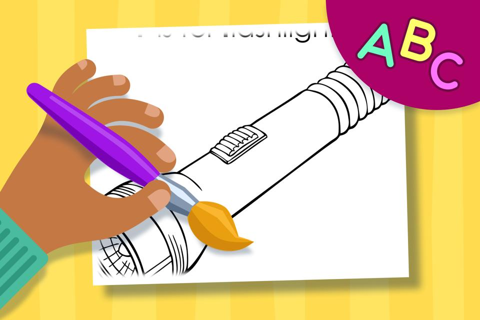 F is for Flashlight – Online Coloring Page