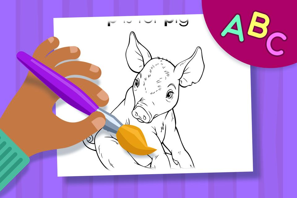 P is for Pig – Online Coloring Page