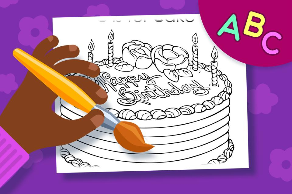 Online coloring page c is for cake from ABCmouse.com. 