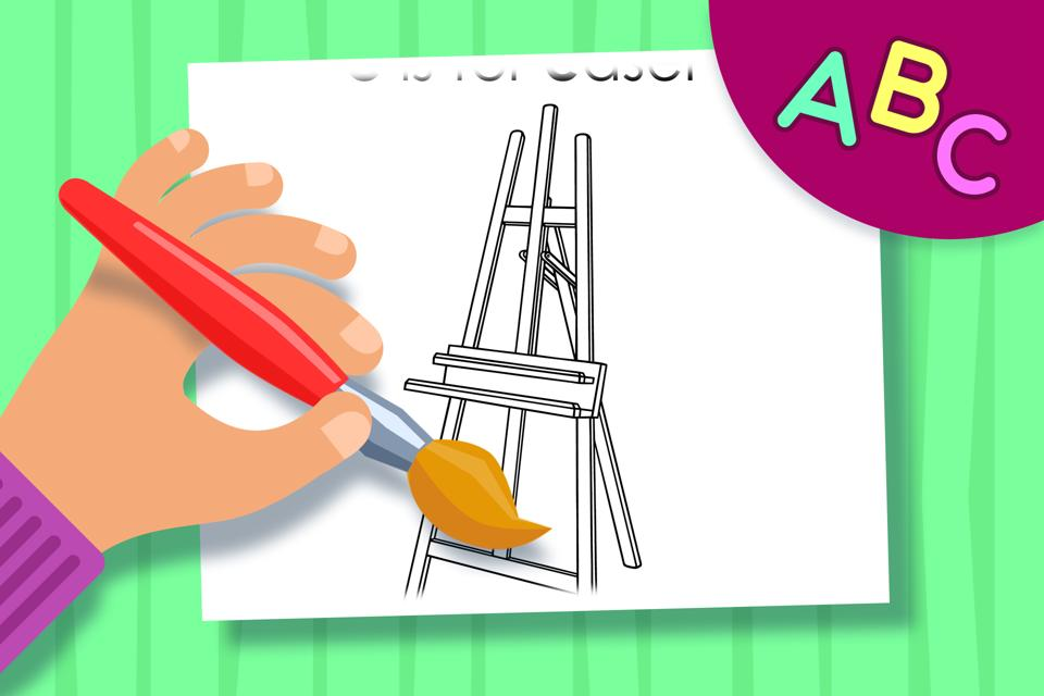 E is for Easel – Online Coloring Page