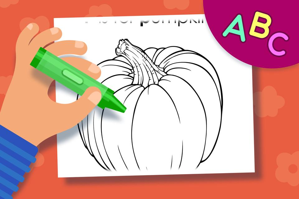 P is for Pumpkin – Online Coloring Page