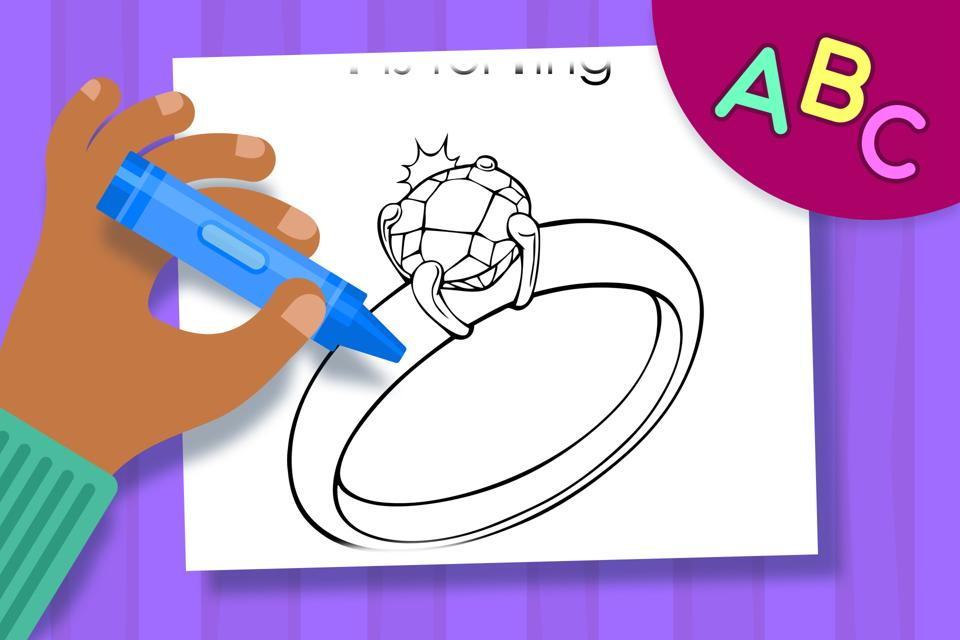 R is for Ring – Online Coloring Page