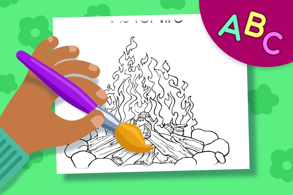 F is for Fire – Online Coloring Page