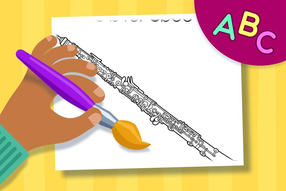 O is for Oboe – Online Coloring Page