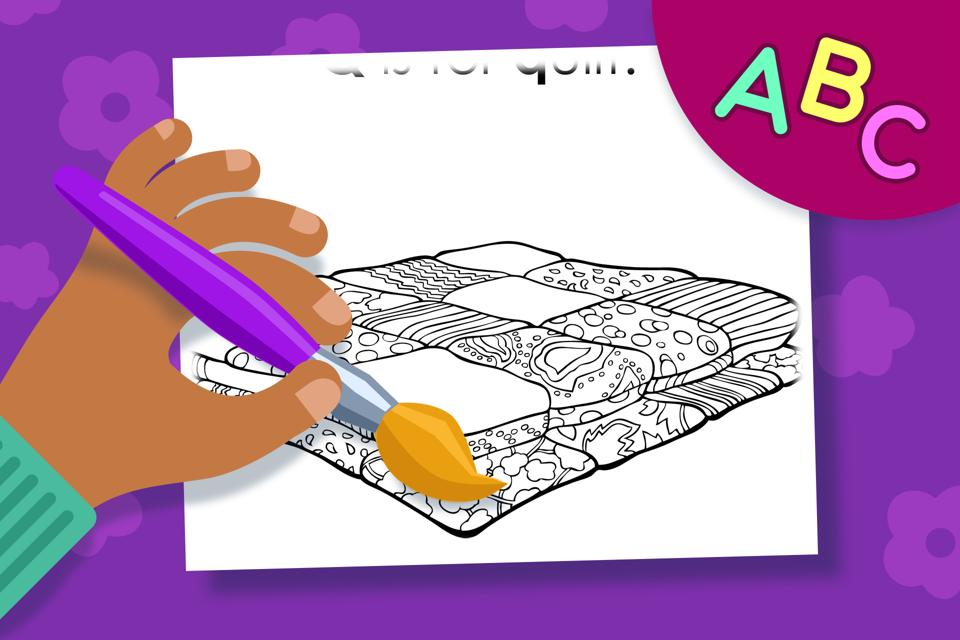 Q is for Quilt – Online Coloring Page