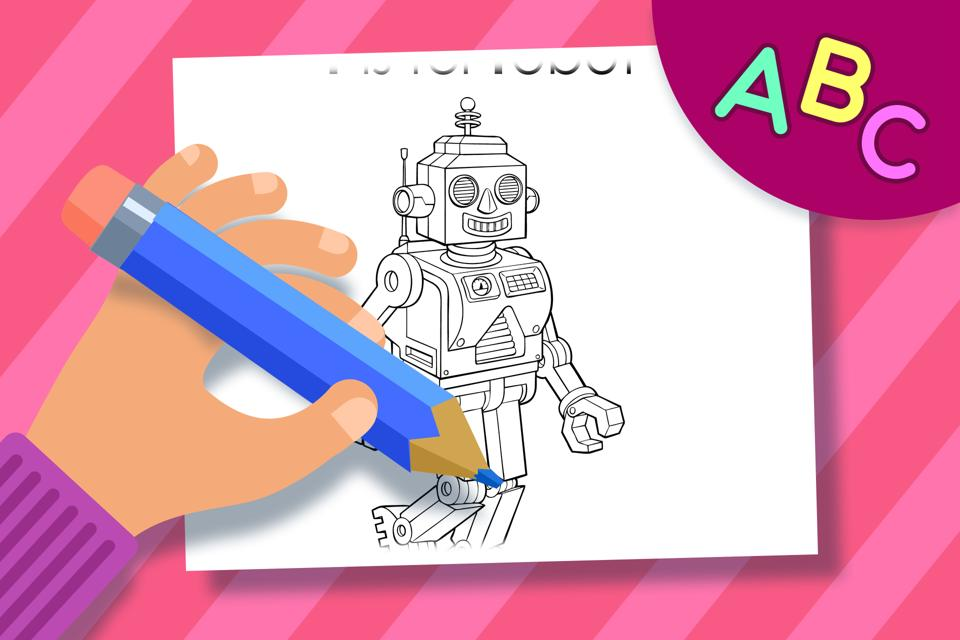 R is for Robot – Oline Coloring Page