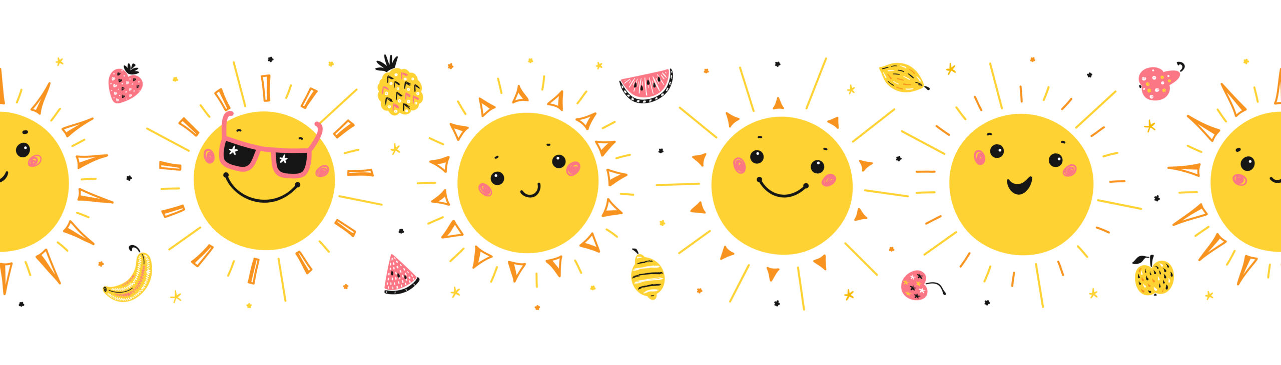 Bright sunshine border pattern. 