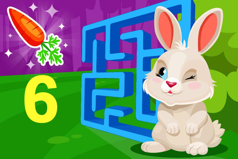 Number 6 bunny hops maze game free for kids to play online from ABCmouse.com. 