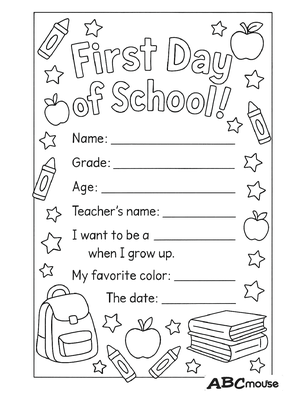 Free printable first day of school posters for kids from ABCmouse.com. 