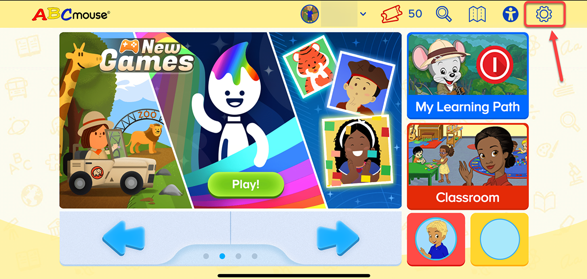 Screenshot of the ABCmouse learning platform. 