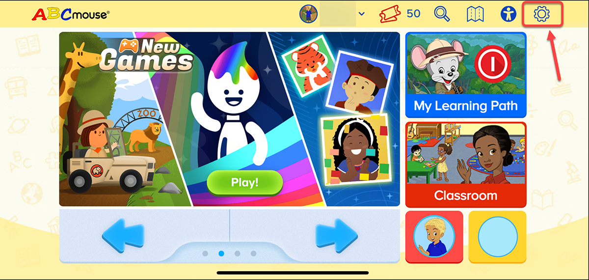Screenshot of the ABCmouse learning platform. 