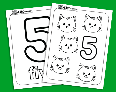 Free printable number five objects coloring pages for kids from ABCmouse.com. 