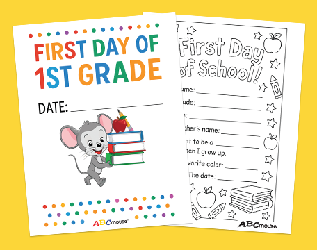 Free printable first day of school posters for kids from ABCmouse.com. 