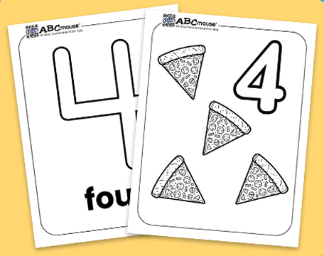 Free printable number four objects coloring pages for kids from ABCmouse.com. 